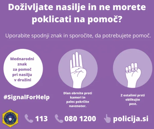 mednarodni znak za pomoč pri nasilju v družini