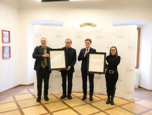 Od leve: prof. dr. Bo&scaron;tjan Golob, rektor Univerze v Novi Gorici (podpred. RKRS), prof. dr. Rado Bohinc, rektor EMUNI University, prof. dr. Zdravko Kačič, rektor Univerze v Mariboru, prof. dr. Klavdija Kutnar rektorica UP in predsedujoča RKRS