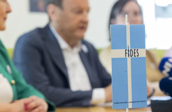 Ljubljana, Fides.Novinarska konferenca glavnega stavkovnega odbora zdravniskega sindikata Fides.