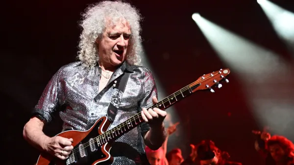 17 October 2025, Baden-W&uuml;rttemberg, Stuttgart: Queen guitarist Brian May performs an encore on stage at the premiere of the revival of the Queen musical "We will rock you" at the Palladium Theater. Photo: Bernd Wei&szlig;brod/dpa,Image: 1046234303, License: Rights-managed, Restrictions: GERMANY OUT, Model Release: no, Credit line: BERND WEISSBROD/AFP/Profimedia