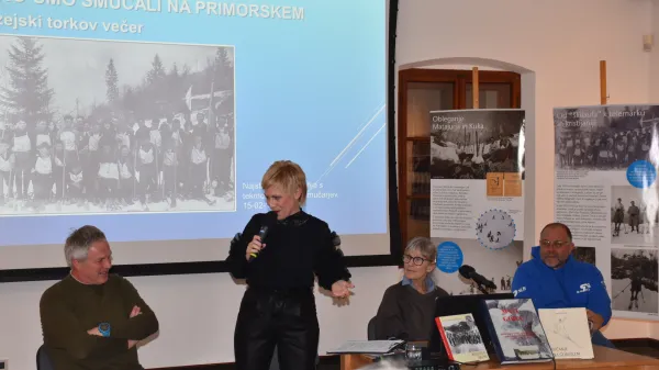 Zgodovina smučanja muzejski večer kromberk Uro&scaron; Velikonja, Kristina Furlan Katja Ro&scaron; in Sa&scaron;a Maru&scaron;ič