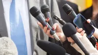 Press interview. News conference.,Image: 335623707, License: Royalty-free, Restrictions:, Model Release: no, Credit line: Mihajlo Maricic/Panthermedia/Profimedia