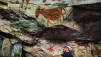 This handout photograph released by Griffith University's Maixme Aubert on January 21, 2026, shows a view of prehistoric cave paintings in the Sulawesi island of Indonesia. In the caves of Sulawesi, Indonesia, researchers have discovered slender stenciled hands with deliberately elongated, claw-like fingernails&mdash;the oldest example of rock art in the world, dating back 67,800 years.,Image: 1068040197, License: Rights-managed, Restrictions: RESTRICTED TO EDITORIAL USE - MANDATORY CREDIT "AFP PHOTO/Griffith University/Maxime AUBERT" - HANDOUT - NO MARKETING NO ADVERTISING CAMPAIGNS - DISTRIBUTED AS A SERVICE TO CLIENTS, ***HANDOUT image or SOCIAL MEDIA IMAGE or FILMSTILL for EDITORIAL USE ONLY! * Please note: Fees charged by Profimedia are for the Profimedia's services only, and do not, nor are they intended to, convey to the user any ownership of Copyright or License in the material. Profimedia does not claim any ownership including but not limited to Copyright or License in the attached material. By publishing this material you (the user) expressly agree to indemnify and to hold Profimedia and its directors, shareholders and employees harmless from any loss, claims, damages, demands, expenses (including legal fees), or any causes of action or allegation against Profimedia arising out of or connected in any way with publication of the material. Profimedia does not claim any copyright or license in the attached materials. Any downloading fees charged by Profimedia are for Profimedia's services only. * Handling Fee Only ***, Model Release: no, Credit line: Maxime AUBERT/AFP/Profimedia