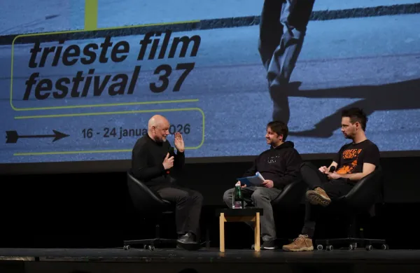 Trieste Film festival Boris Benko moderator Mitja Stefančić Petar Stojanović - skupina Kontradikshn Trieste film festival 2026 Gledali&scaron;če Rossetti
