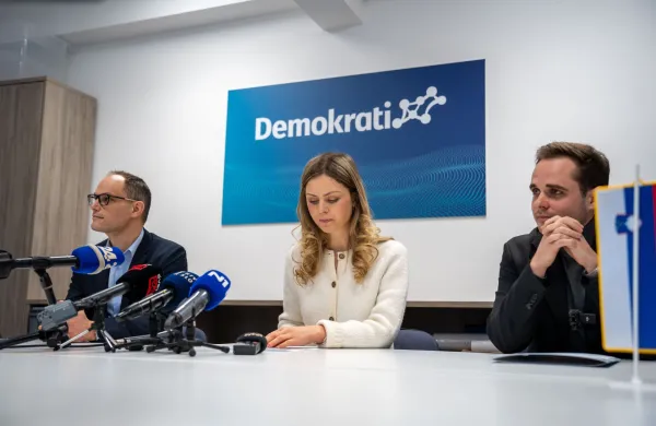 Z novinarske konference stranke Demokrati