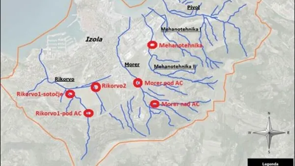 Prikaz predvidenih zadrževalnikov vode.