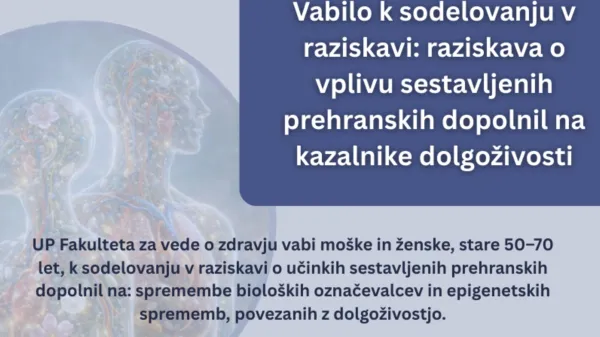 Sodelujte v raziskavi o vplivu sestavljenih prehranskih dopolnil na kazalnike dolgoživosti