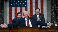 President Donald Trump delivers his State of the Union address during a joint session of Congress in the House Chamber at the U.S. Capitol in Washington, DC on Tuesday, February 24, 2026. Dozens of Democrats have boycotted the speech and are attending an alternative rally called the "People's State of the Union" held on the National Mall. Pool photo by /UPI,Image: 1078046611, License: Rights-managed, Restrictions:, Model Release: no, Credit line: Kenny Holston/UPI/Profimedia