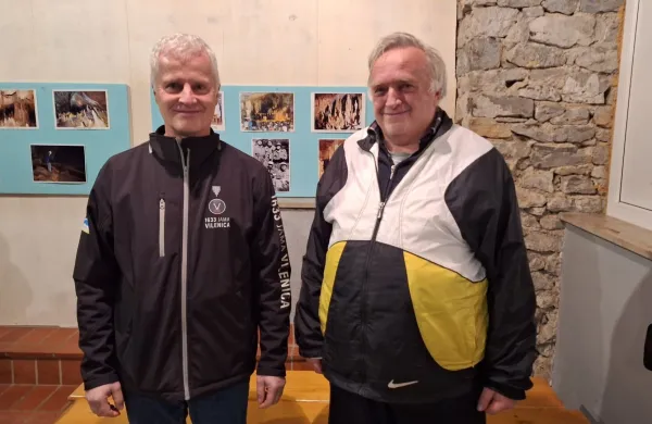 Jordan Gu&scaron;tin in Ludvik Husu, člana Jamarskega dru&scaron;tva Sežana 