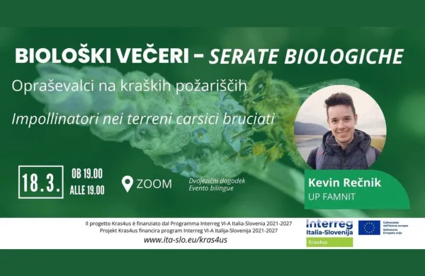Oddelek za biodiverziteto UP FAMNIT nadaljuje z organizacijo niza biolo&scaron;kih večerov za &scaron;ir&scaron;o javnost