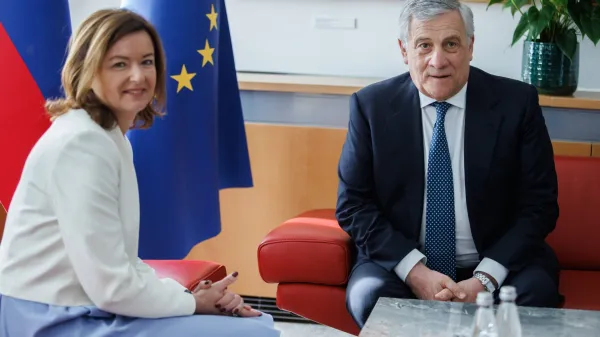 Fajon in Tajani pred tremi leti v Ljubljani.