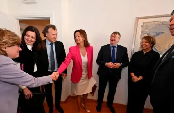Rokovanje ministrice Tanje Fajon z nekaterimi predstavniki slovenske narodne skupnosti ob njenem dana&scaron;njem prihodu v Trst.
