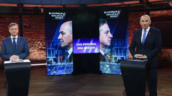 Slovenija, Maribor, 16.03.2026, 16. marec 2026Soočenje Janez Jan&scaron;a in Robert Golob na Pop TV med volilno kampanjo.&nbsp;politikaFoto: Marko Vanov&scaron;ek/F.A.bobo