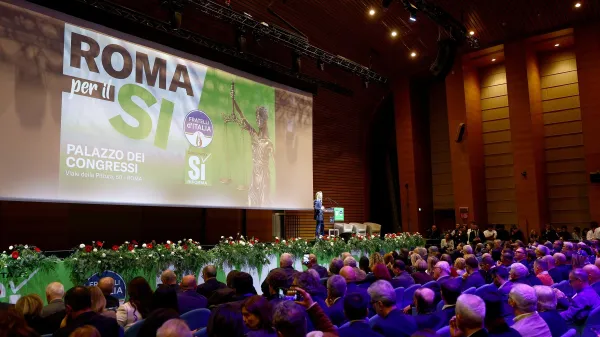 Congressi's Palace, Roma per il SI vote. Meeting organized by Fratelli d'Italia for the referendum. Pictured: Arianna Meloni. Rome, Italy 19 March 2026,,Image: 1084488922, License: Rights-managed, Restrictions:, Model Release: no, Credit line: Francesco Fotia/Avalon/Profimedia