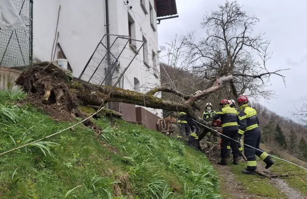 Posledice dana&scaron;njega močnega vetra v Cerknem