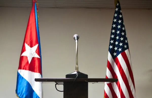 CUBA-U.S.-THIRD ROUND TALKS-RESTORING DIPLOMATIC RELATIONS2015-03-17 00:57:02.0(150317) -- HAVANA, Mar. 17, 2015 (Xinhua) -- File photo taken on Jan. 22, 2015 shows the news room for the first round of negotiations in Havana. Cuba began its third round of negotiations to resume diplomatic relations with the United States on March 16, 2015. The attending delegations, as in previous two meetings, are led by Roberta Jacobson, Assistant Secretary of State for Western Hemisphere Affairs of the United States, and Josefina Vidal, Director General of the U.S. Division of Cuba's Ministry of Foreign Affairs.(Xinhua/Liu Bin)(qhs)