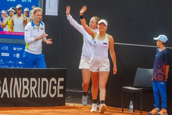 Portorož, 11.4.2026Tenis, Pokal Billie Jean King, Slovenija-&Scaron;panijatekma dvojic Veronika Erjavec/Nika Rad&scaron;ić - Alion Bolsa/Sara Sorribes Tormo