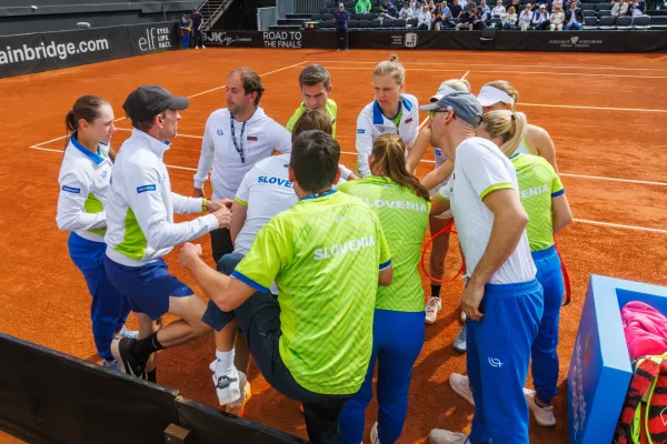 Portorož, 11.4.2026Tenis, Pokal Billie Jean King, Slovenija-&Scaron;panijatekma dvojic Veronika Erjavec/Nika Rad&scaron;ić - Alion Bolsa/Sara Sorribes Tormo
