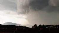 Ljubljana.Nevihtni oblaki nad Ljubljano.