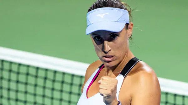 Andreja Klepac of Slovenia celebrates at day 5 of WTA 250 Zavarovalnica Sava Portoroz, on September 15, 2022 in Stadium Marina, Portoroz/Portorose, Slovenia. Photo by Matic Klansek Velej/Sportida